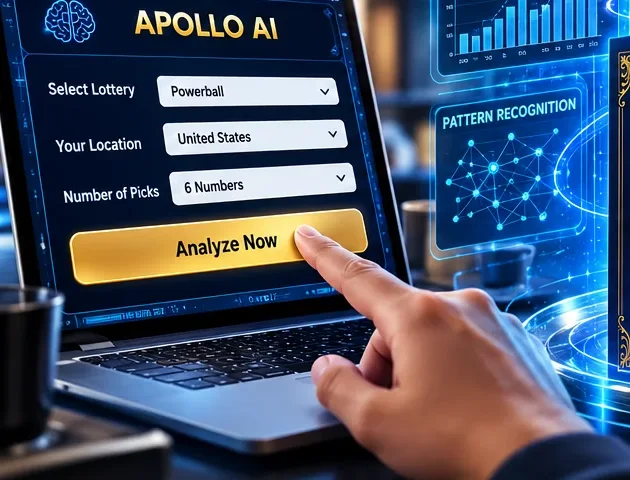 Apollo AI analyze screen on a laptop with lottery, location and number of picks fields